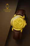 Men’s Gold Dragon Dial Quartz Watch with Leather Strap – Fashion Business Set