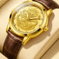 Men’s Gold Dragon Dial Quartz Watch with Leather Strap – Fashion Business Set